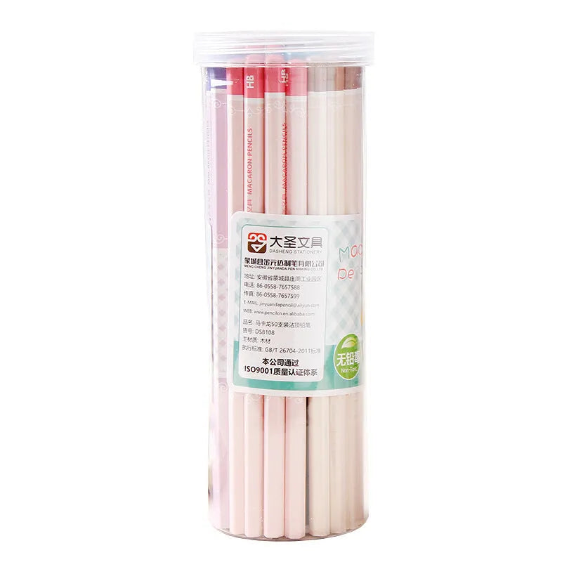 Basswood six-angle thermal transfer pencil with HB lead in 50-piece barrel packaging