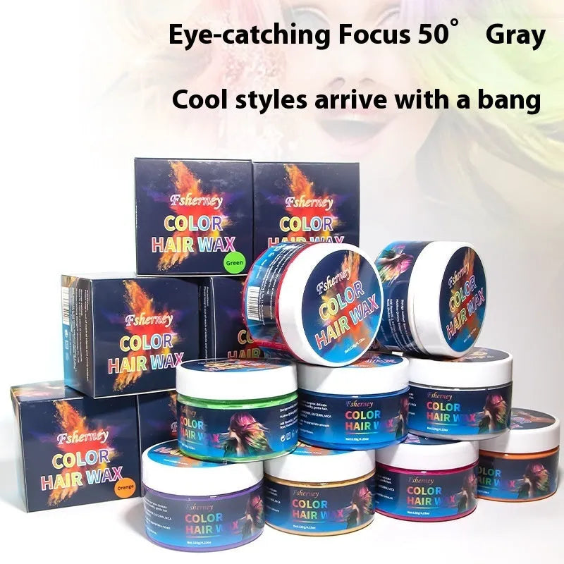 120g hair styling clay container showing temporary colour options for strong hold hairstyling