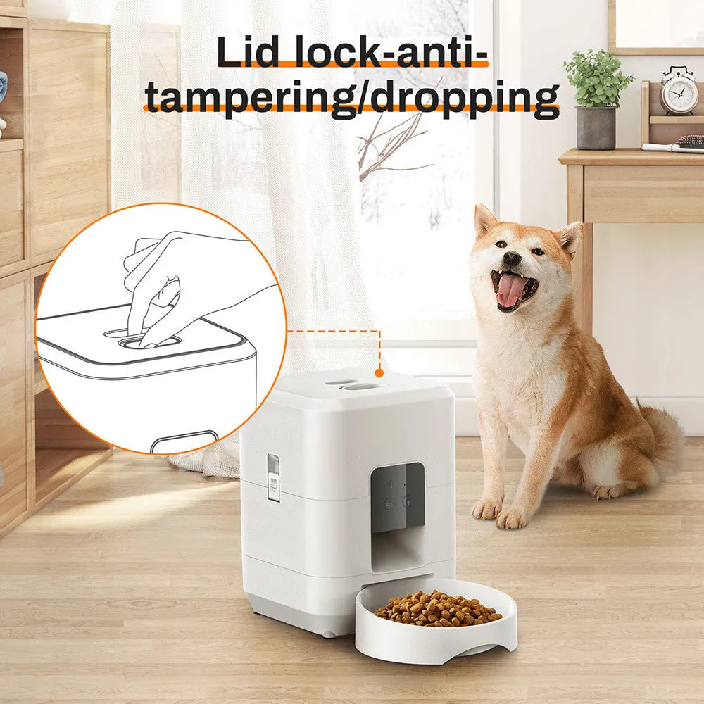 2L round bullet automatic pet feeder for cats and dogs in black or white with WIFI timing option