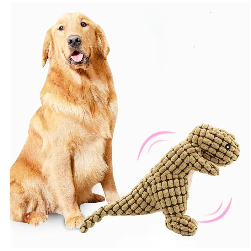 Grey, green, or orange dog chew toy with sound features measuring 35cm long