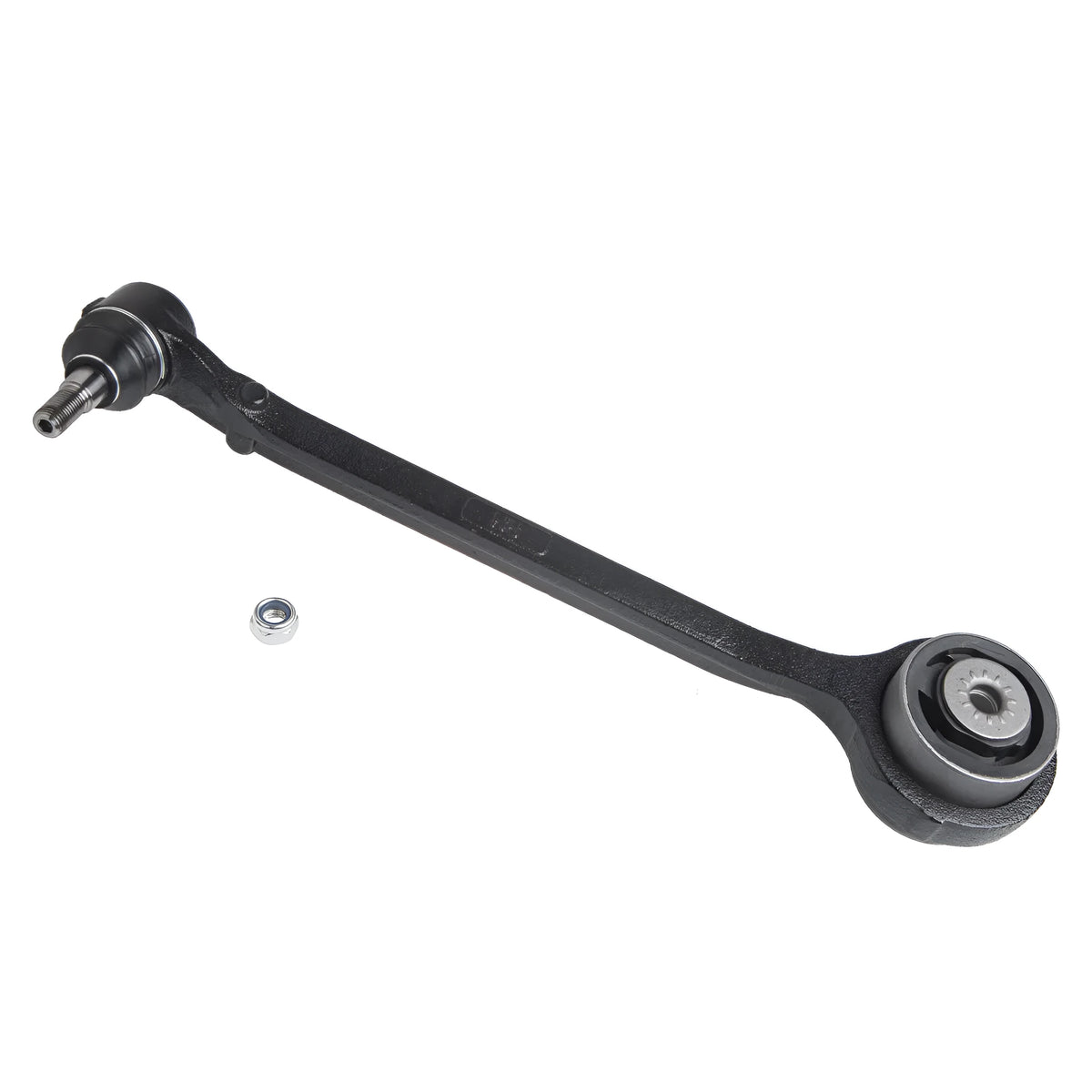 Black automobile swing arm control arm for Chrysler Dodge vehicles with MacPherson suspension