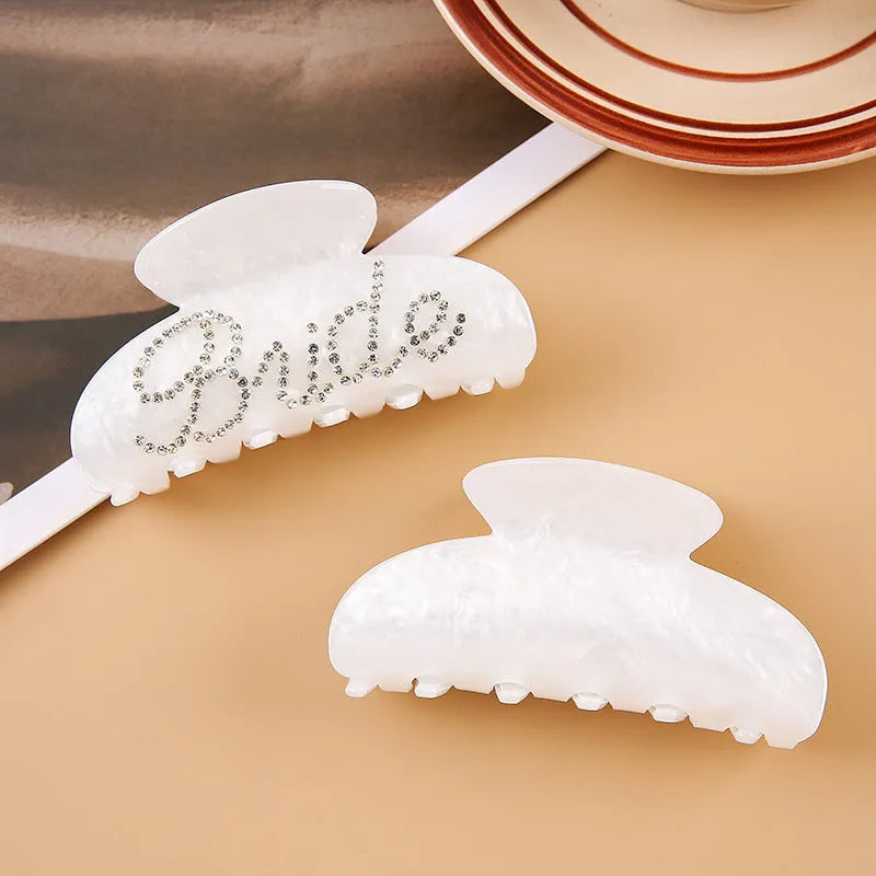 10cm acrylic shower shark clip with multi-diamond spot drill design for back hair