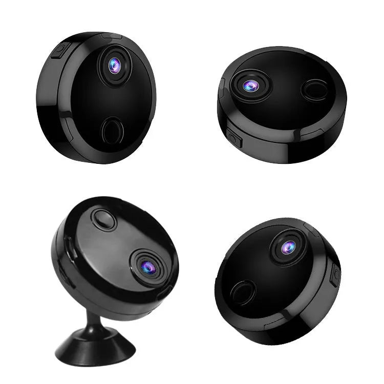 HDQ15 outdoor sports camera in bright plastic, 45x45x13mm, with bracket and back clip.