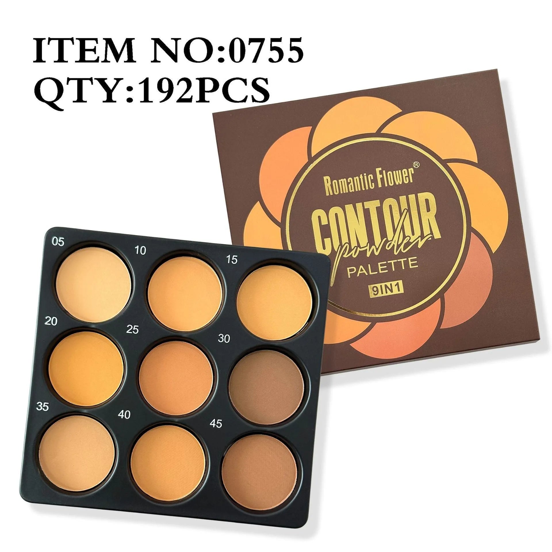 Dark matte 9-colour waterproof makeup palette compact open showing colour pans