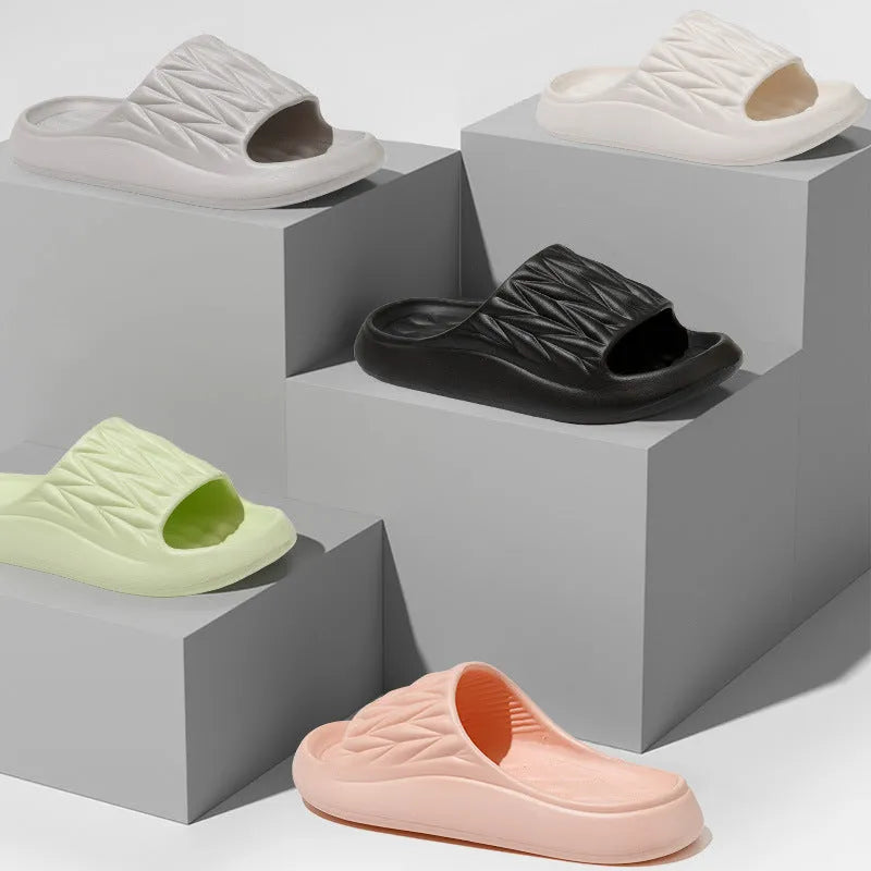 Leaf texture design EVA slippers in multiple colours with non-slip soles for indoor use