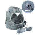Reflective breathable polyester pet harness with 115cm leash and 1.5cm width, adjustable chest 26-55cm, grey black blue red