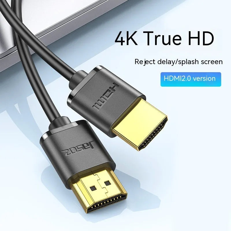 HDMI cable with gold-plated connectors and thin flexible black wire