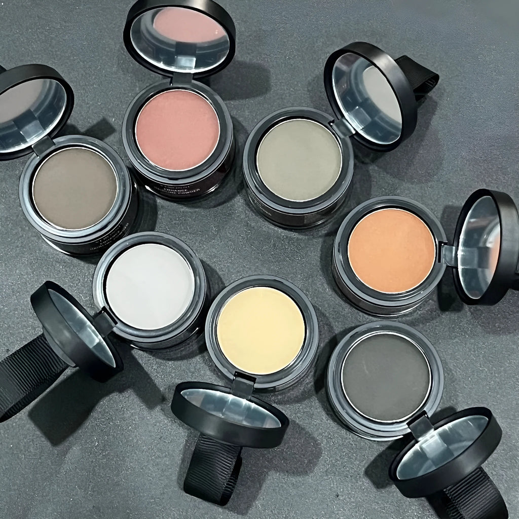 Hairline powder container with 14 colour options for shadow gap repair and natural hairline restoration