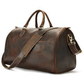 Men's genuine leather crossbody bag in brown with vintage styling and large 48.3cm width