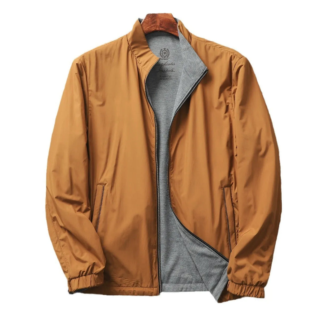 Men's stand collar business casual jacket in polyester with cotton lining available in four colours