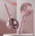 Ceramic white pet grooming brush with mist spray nozzle, UV blue light, and fine needle comb for dogs and cats.