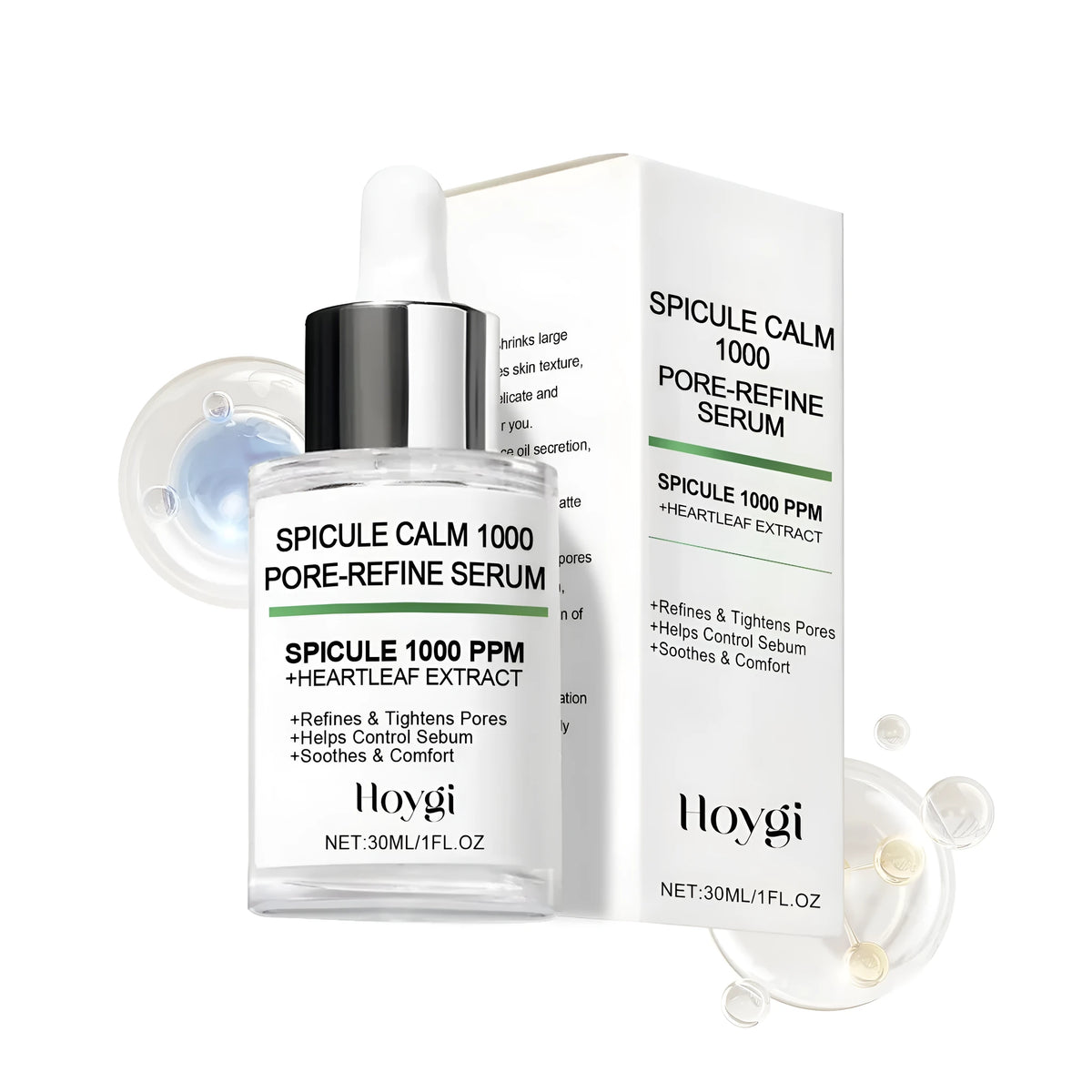 30ml Pore-Refine Serum essence bottle with water-based formula and houttuynia cordata extract