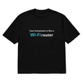 Men's black cartoon pattern digital printed t-shirt with round neck and short sleeves