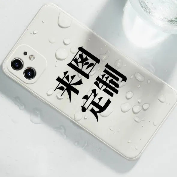 Custom clear silicone iPhone case showing transparent design with personalised film artwork, compatible with models 11 to 16 Pro Max