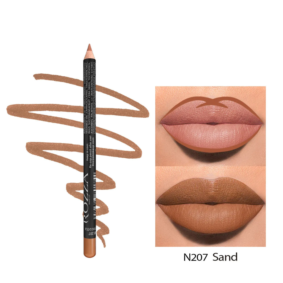 Wood casing matte lip liner pencil in nude shade with 24-hour staying power