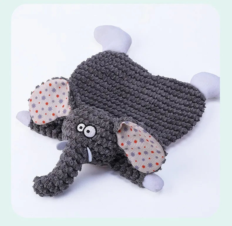 Brown plush velvet pet toy with squeaker for dogs and cats
