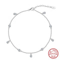 Women's silver anklet with geometric zirconium pendant in gold or platinum plating