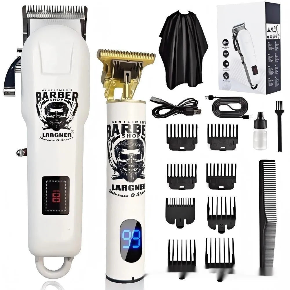 USB rechargeable hair clipper with stainless steel cutter heads and multiple guard combs