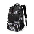 Men's black waterproof Oxford cloth hiking backpack with air pillow belt system and 56-75L capacity