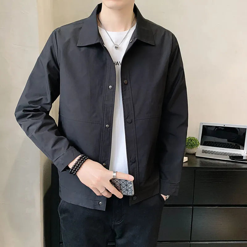 Men's Korean style single-layer jacket in polyester fabric for spring and autumn wear