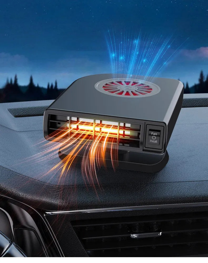 Compact black vehicle-mounted heater for car defrosting with adjustable airflow direction