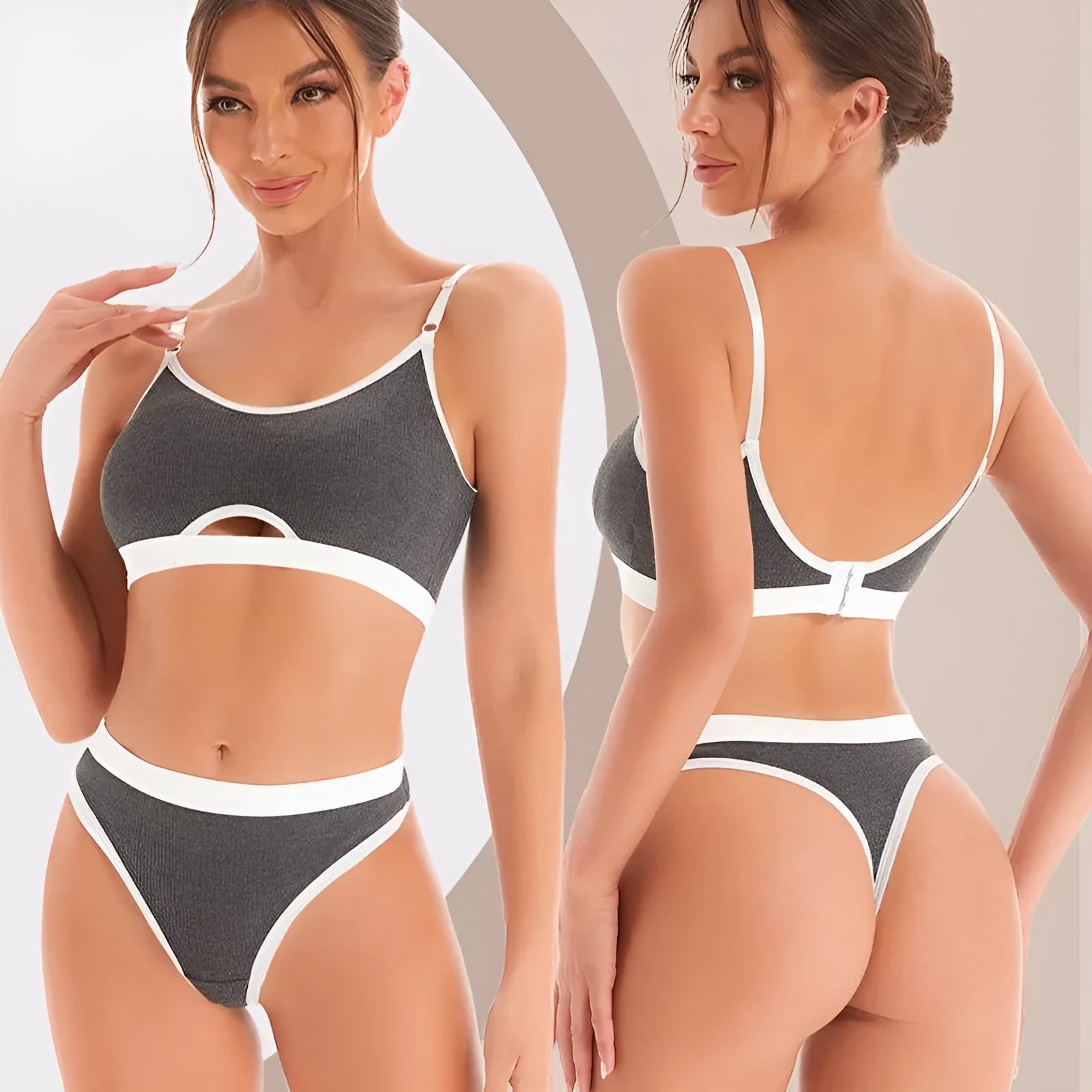Beauty back contrast colour sports underwear vest with underwired tube top and chest pad