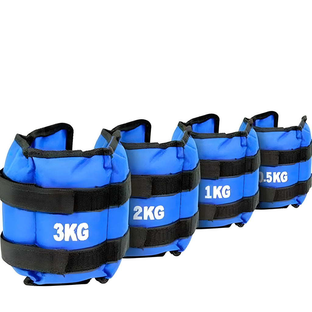 A pair of Oxford cloth legging sandbags for track and field running weight training.