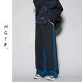 Fleece-lined distressed denim vest and jeans matching set with a spray colour gradient wash.