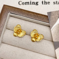 Gold and silver flower earrings with copper base and petal design retro style women's jewellery