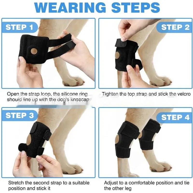 Black polyester dog leg guard for joint protection and ACL rehabilitation