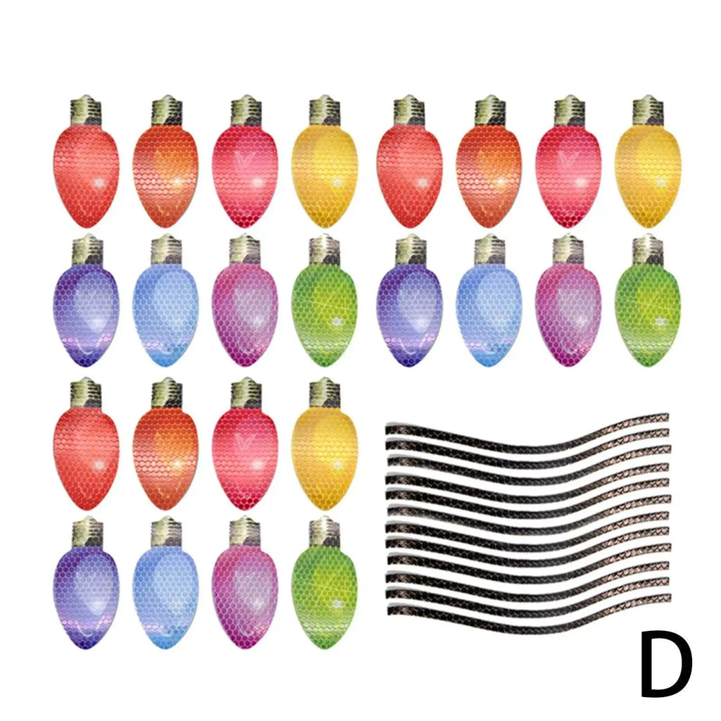 Christmas light bulb magnetic paste set with reflective honeycomb material and magnetic backing