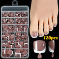 French white edge toenail pieces in full square short shape, nine nude colours TD245-B1 to B9, 120pc box