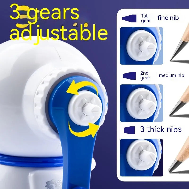 Children's cartoon astronaut manual pencil sharpener in blue and pink colour options