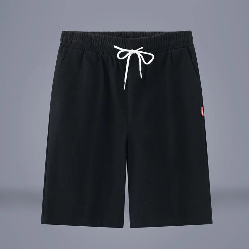 Chinese style solid colour cropped pants in cotton linen fabric with a drawstring waist.