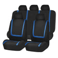 Fully enclosed universal car seat cushion cover showing fabric construction and headrest protection pieces