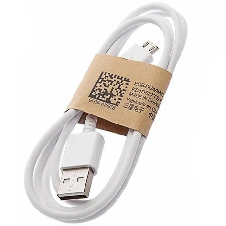 Black and white Android Micro USB data cables with 1 metre length for charging and data transfer