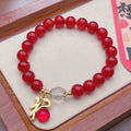 Red agate bracelet for women with Chinese style dragon or lucky bag design manual craftsmanship