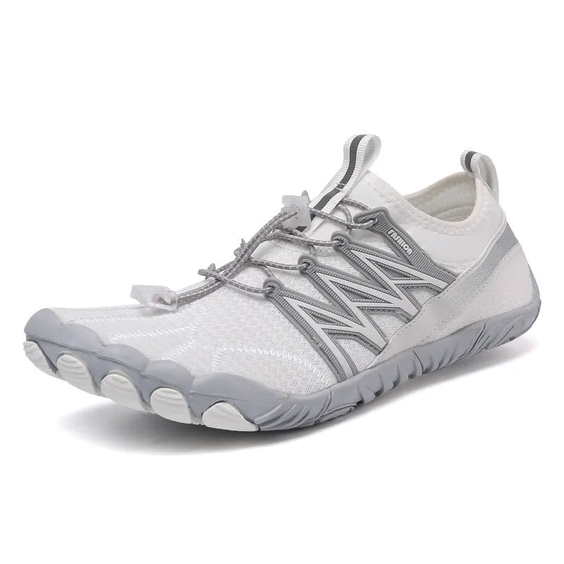 Indoor fitness training sneakers with striped pattern, mesh lining, and non-slip rubber soles in multiple colour options