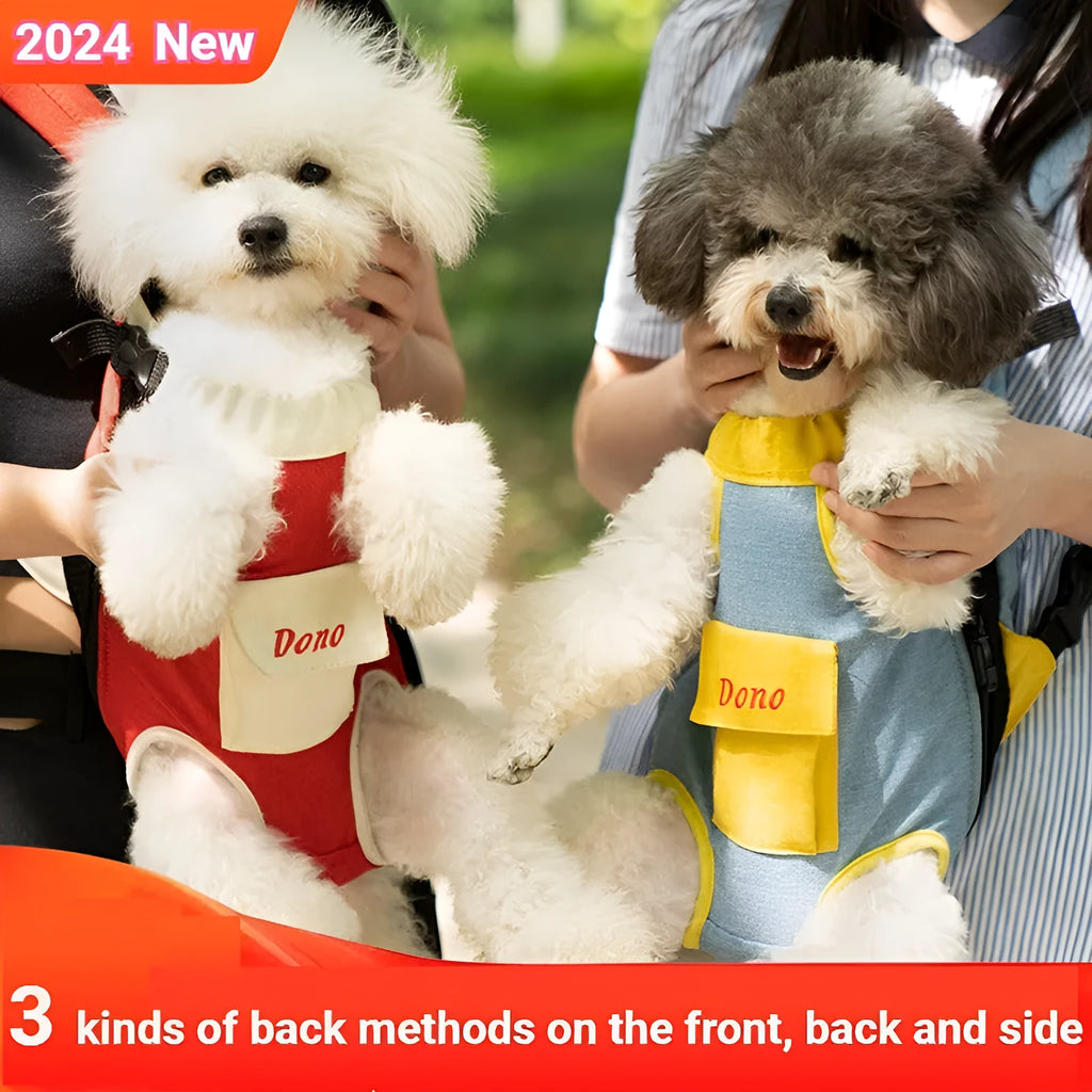 Pet chest sling bag for puppy kitten cat small dog in blue yellow with cross shoulder strap