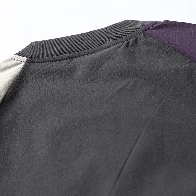 Dark grey men's loose fit t-shirt with contrast colour raglan sleeves