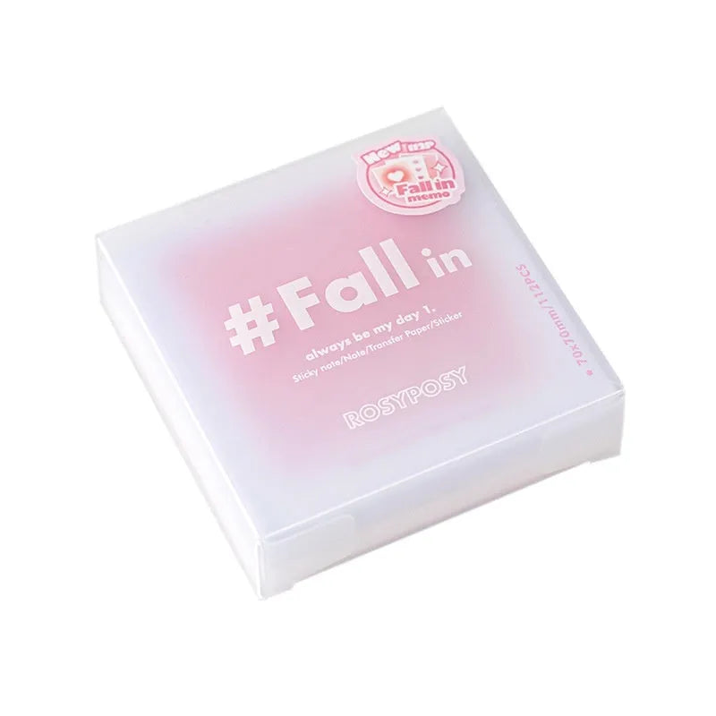70mm square gradient parchment inner multifunctional notepad in blush, green, purple, or blue with sticky notes, notepaper, and stickers