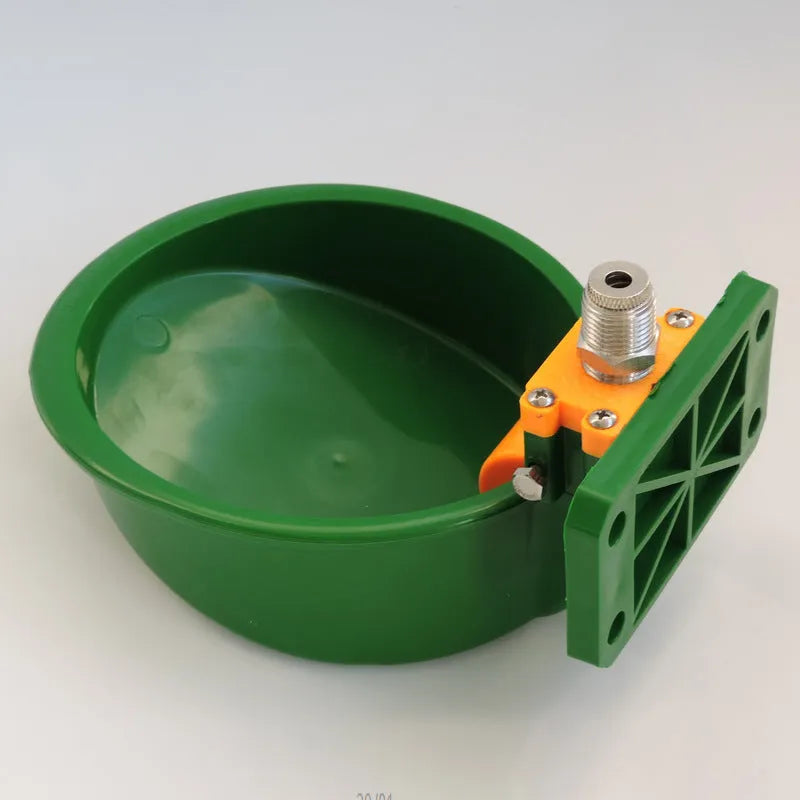 Green plastic automatic drinking bowl with water-saving nozzle for sheep and pigs