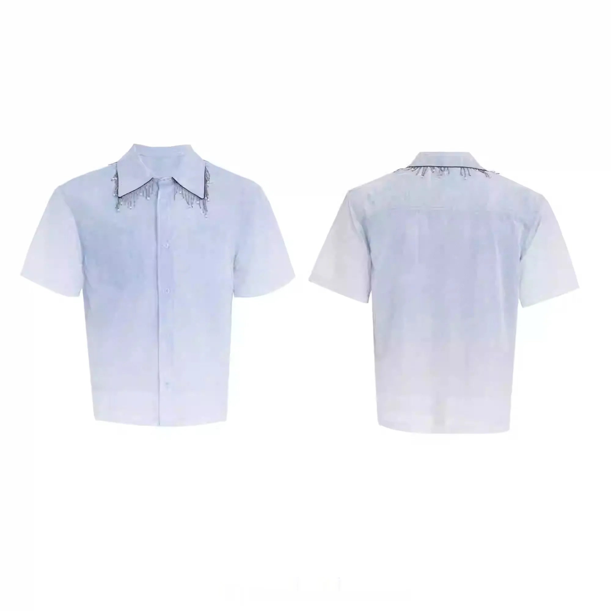Blue gradient men's casual shirt with half sleeves and loose fit for summer
