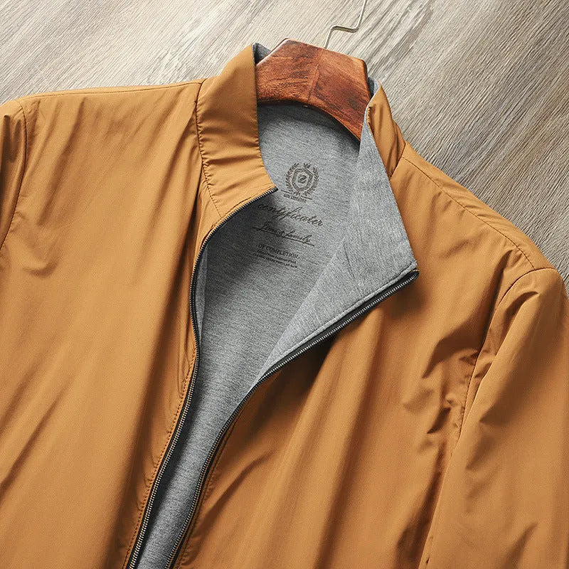 Men's stand collar business casual jacket in polyester with cotton lining available in four colours