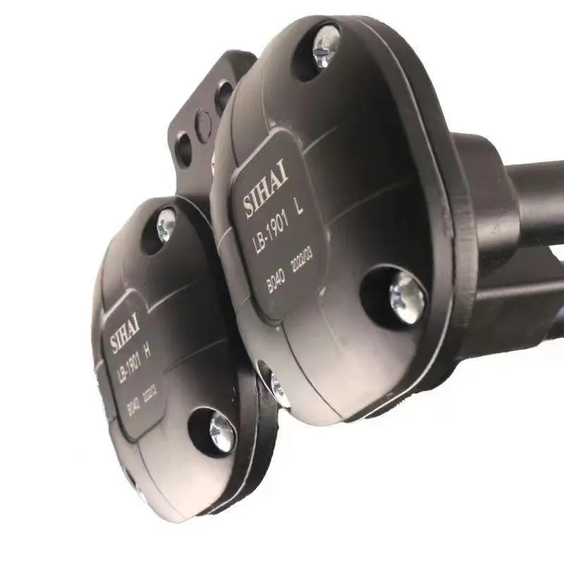 Black dual trumpet car air horn kit with compressor for 12V and 24V vehicles