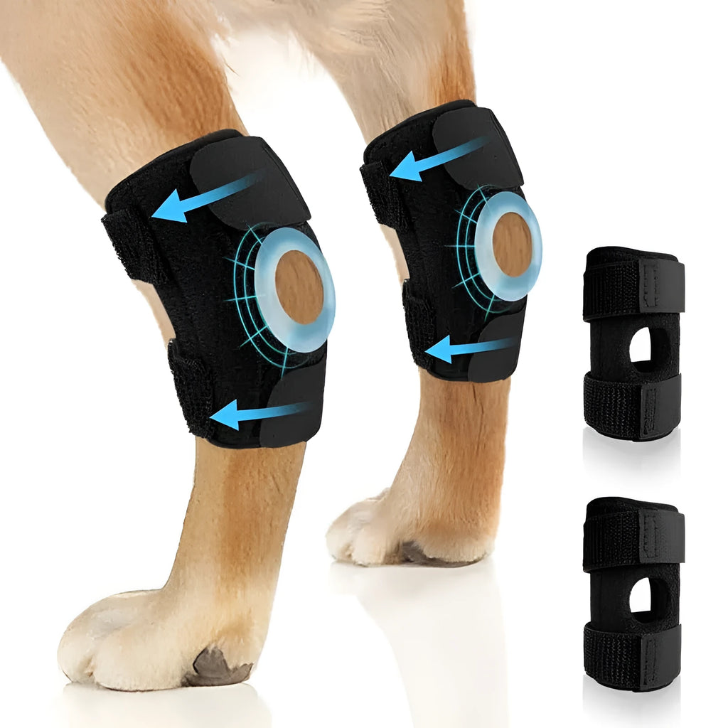 Black polyester dog leg guard for joint protection and ACL rehabilitation