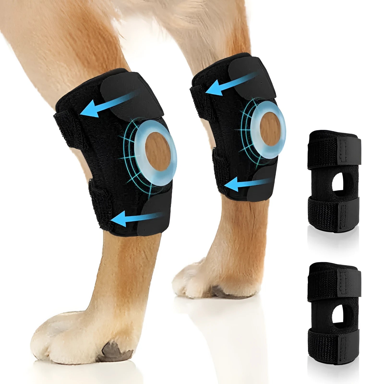Black polyester dog leg guard for joint protection and ACL rehabilitation