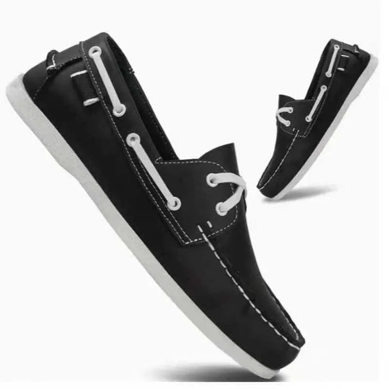 Men's British style casual shoes with artificial PU uppers in black colour option
