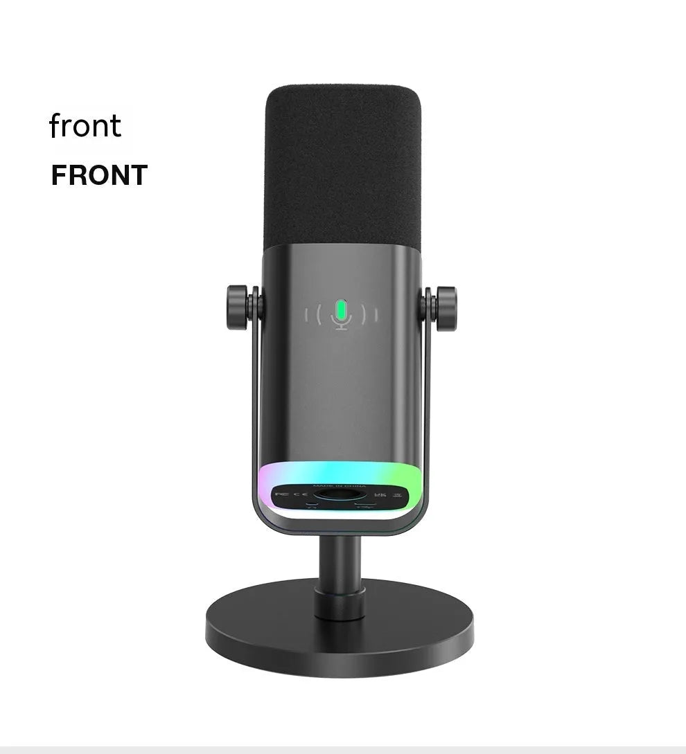 Dynamic noise reduction microphone with detachable black bracket base on desk with XLR cable