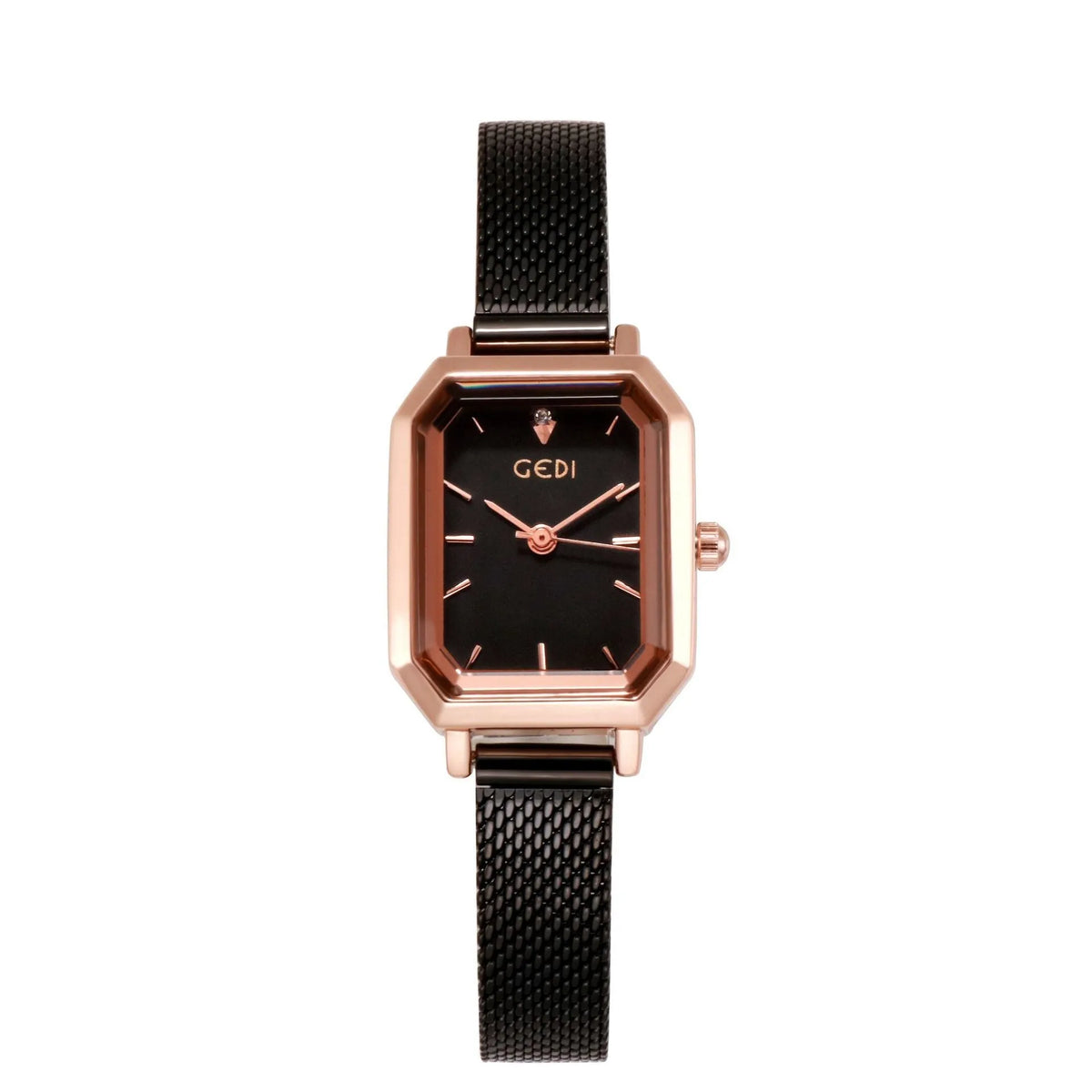 Square retro casual women's watch with rose gold case and multiple colour strap options